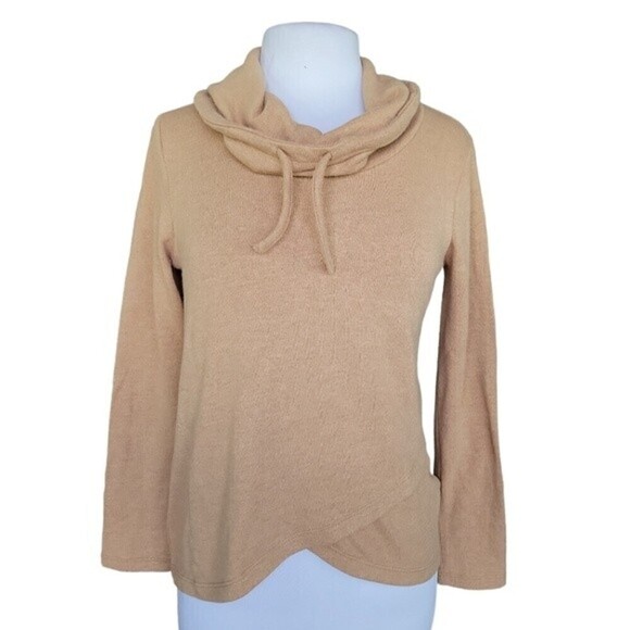 1. State | Women's Tan Drawstring Cowl Neck Top - Size S - Picture 1 of 9